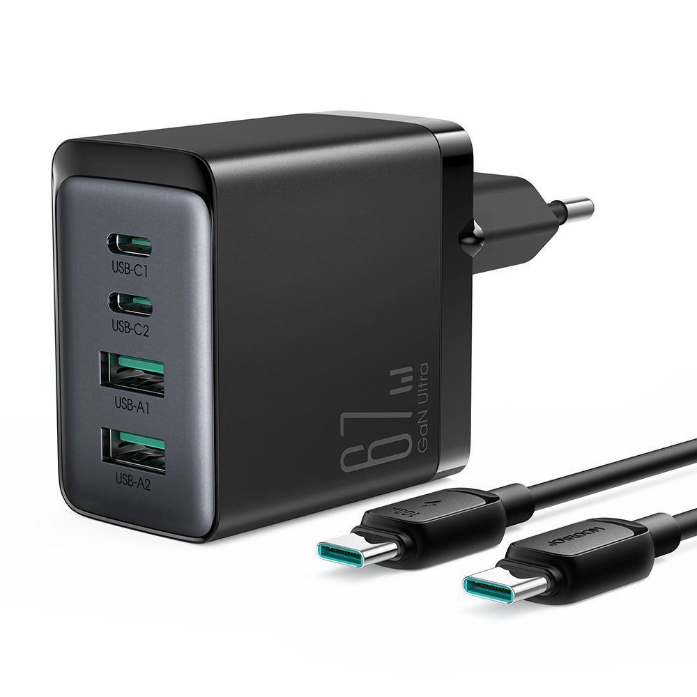 ładowarka sieciowa gan 67w 2x usb 2x usb-c + kabel usb-c 1.2m czarny