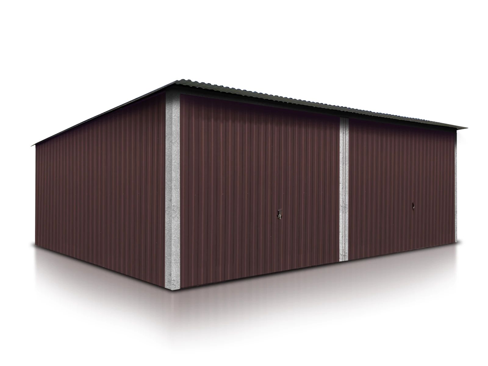 Garaż blaszany dwustanowiskowy 6x5m ciemny brąz - Dach jednospadowy, B