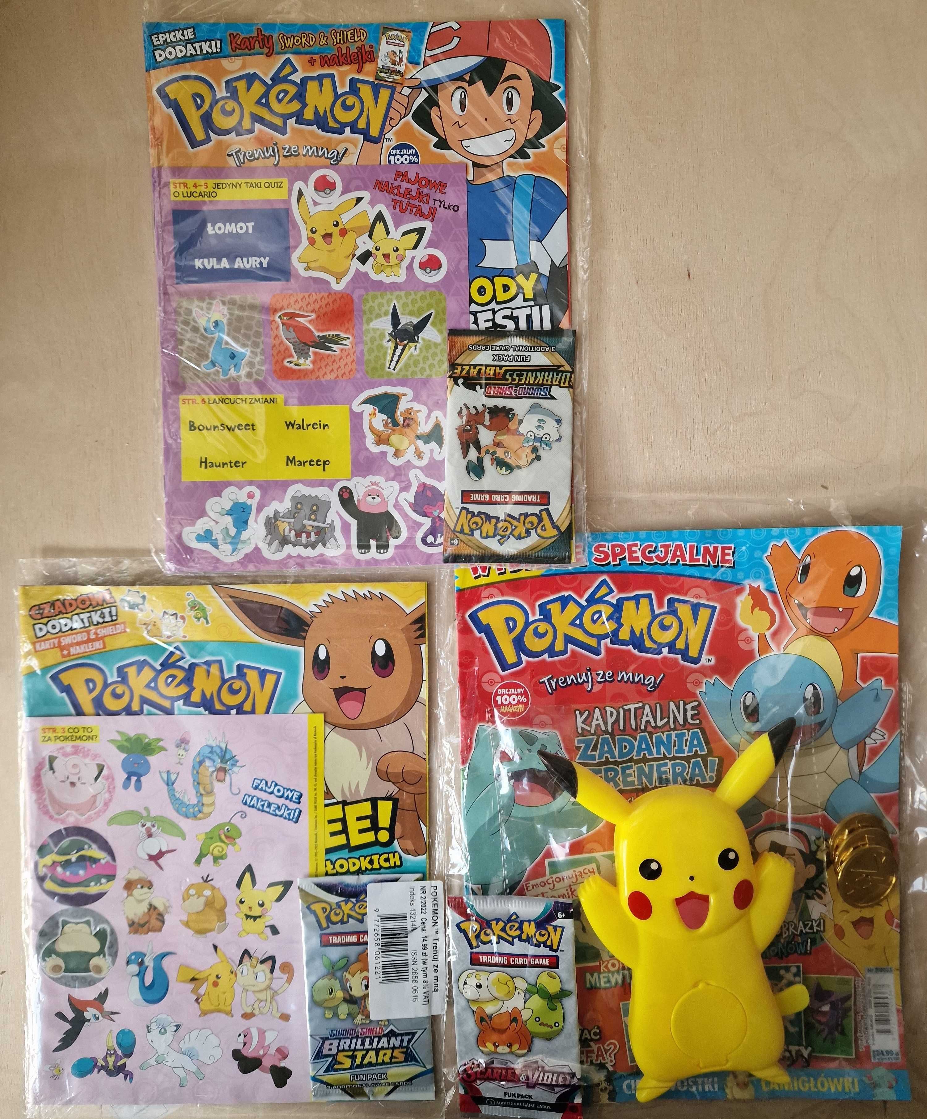 3 X magazyn specjalne POKEMON + karty+ maskotka