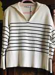 ZARA Sweter oversize w paski z kołnierzem wiskoza M