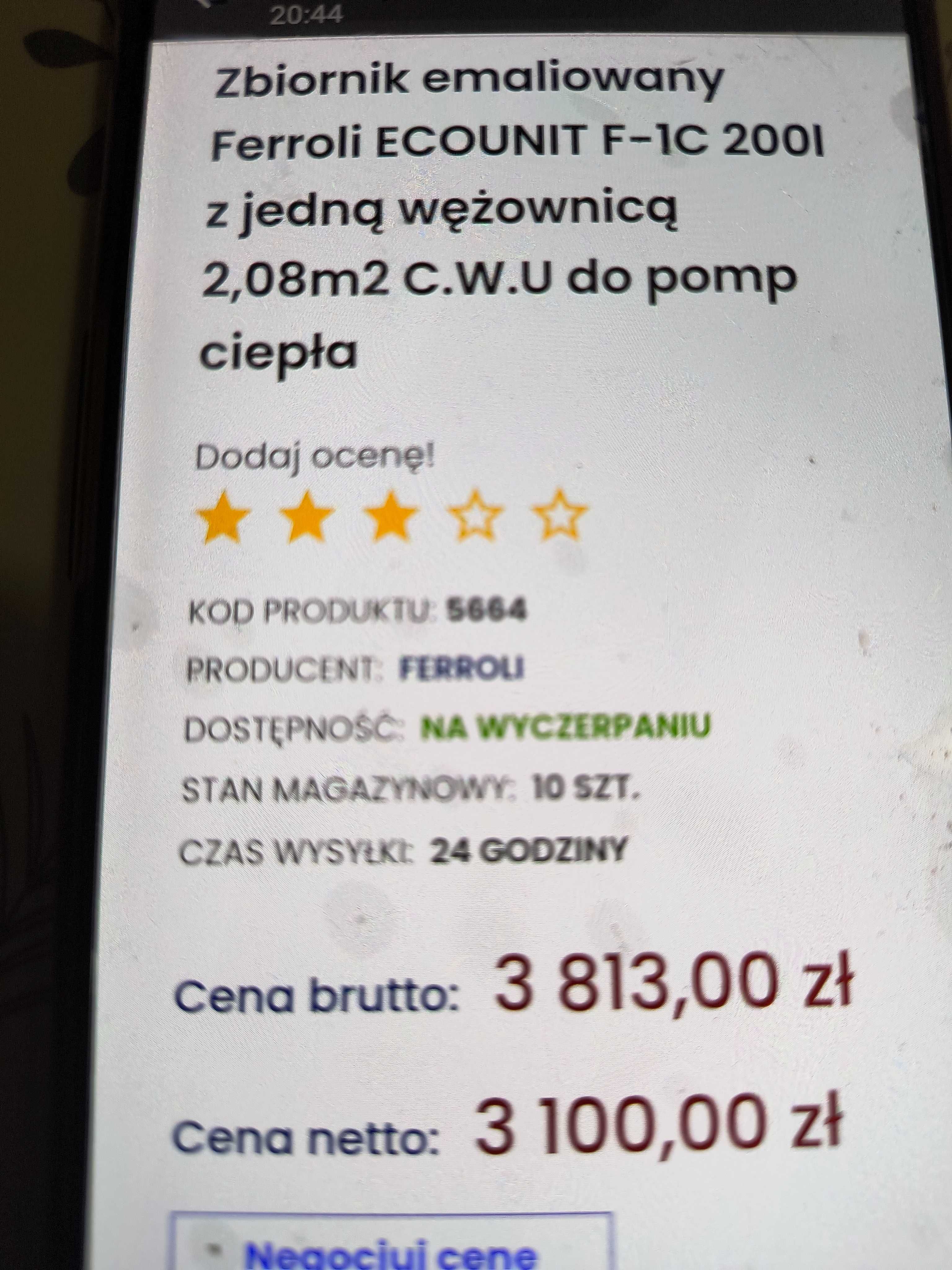 Sprzedam nowy zbiornik na ciepłą wodę użytkową