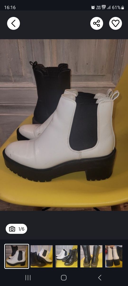 2szt botki biale i czarne.  Pull bear I lasocki