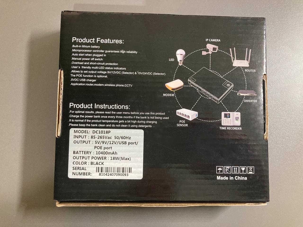 ДБЖ для маршрутизатора DC1018P DC UPS 10400 mAh Black