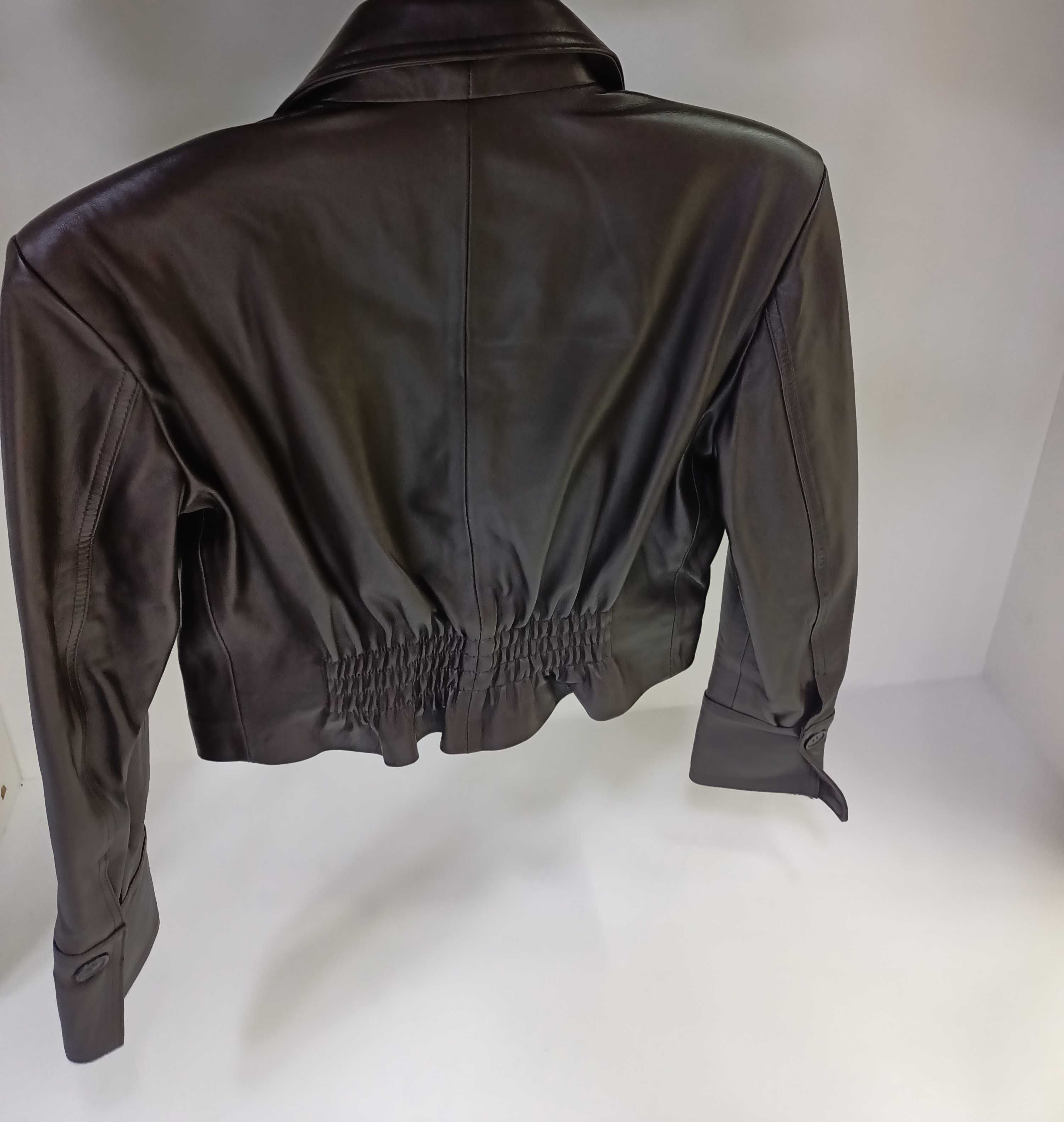 Kurtka premium new collection skóra naturalna licowa zamsz brąz rudy