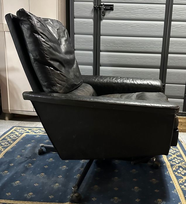 Cadeirão reclinável em pele 1960-70s alemanha