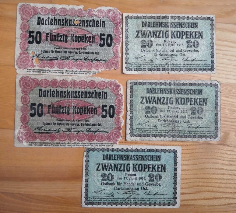Poznań 20 i 50 kopiejek 1916 rok