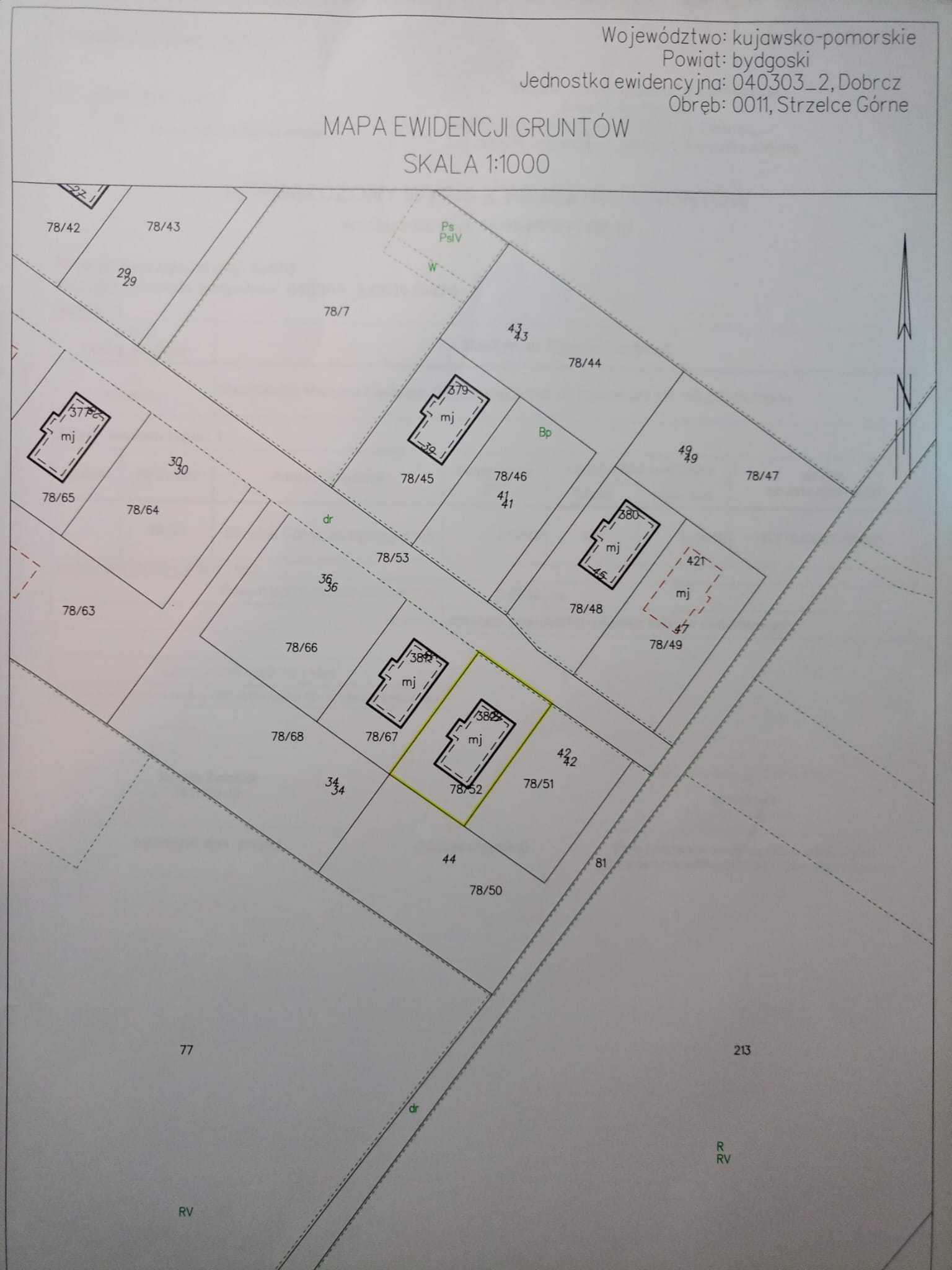 Działka budowlana Strzelce Górne osiedle, droga, prąd,  649m2