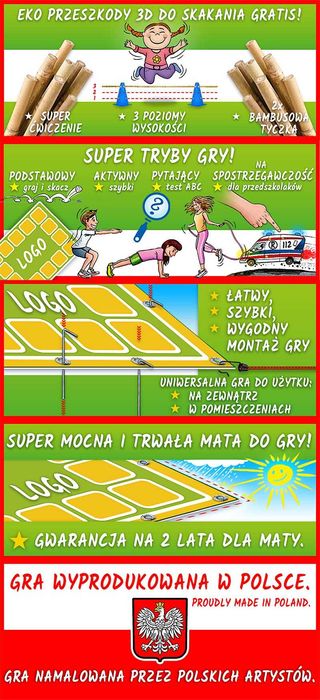 GRA XXL dla DZIECI ZDROWIA edukacyjna gra wielkoformatowa 4 x 4 metra