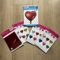 Nowe foliowe czerwone balony serca zestaw 5szt miłość
