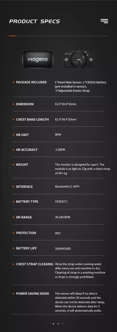 Нагрудний датчик серцевого ритму,пульсу Magene H64 ANT+& BLUETOOTH 4.2