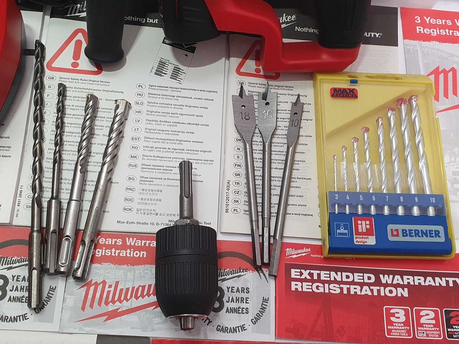 Zestaw narzedzi MILWAUKEE M12 CH wiertarka SDS- aku 12v 3ah wiertła