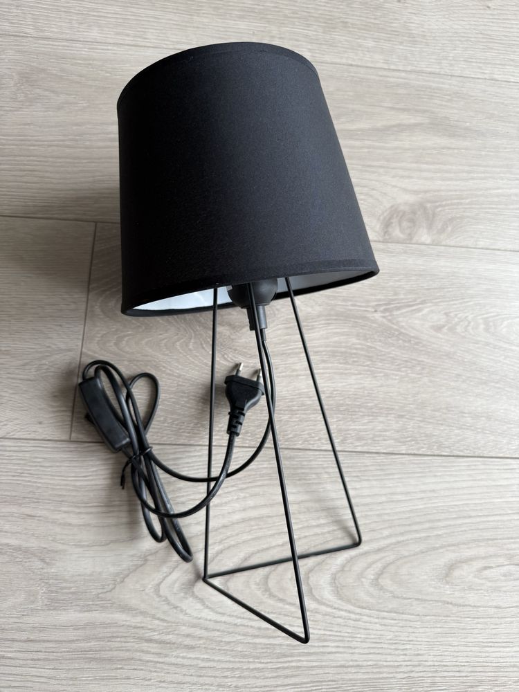 Lampa nocna stołowa czarna lampka loft z abażurem nowa