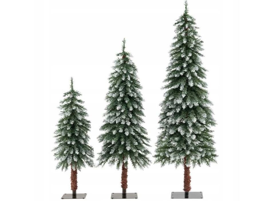 Choinka sztuczna ośnieżone gałązki, zestaw 3 szt 90/120/150cm
