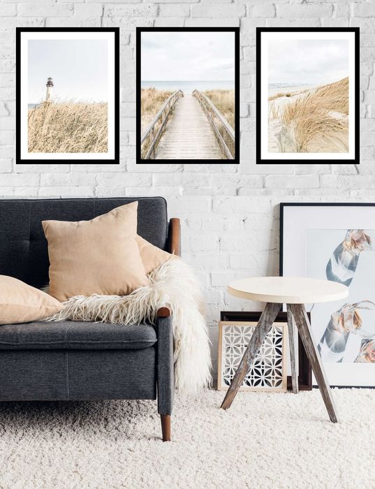 50x40 obrazy w ramie plakaty ramka TRAWA MORZE WIDOKI MOST NATURA BOHO