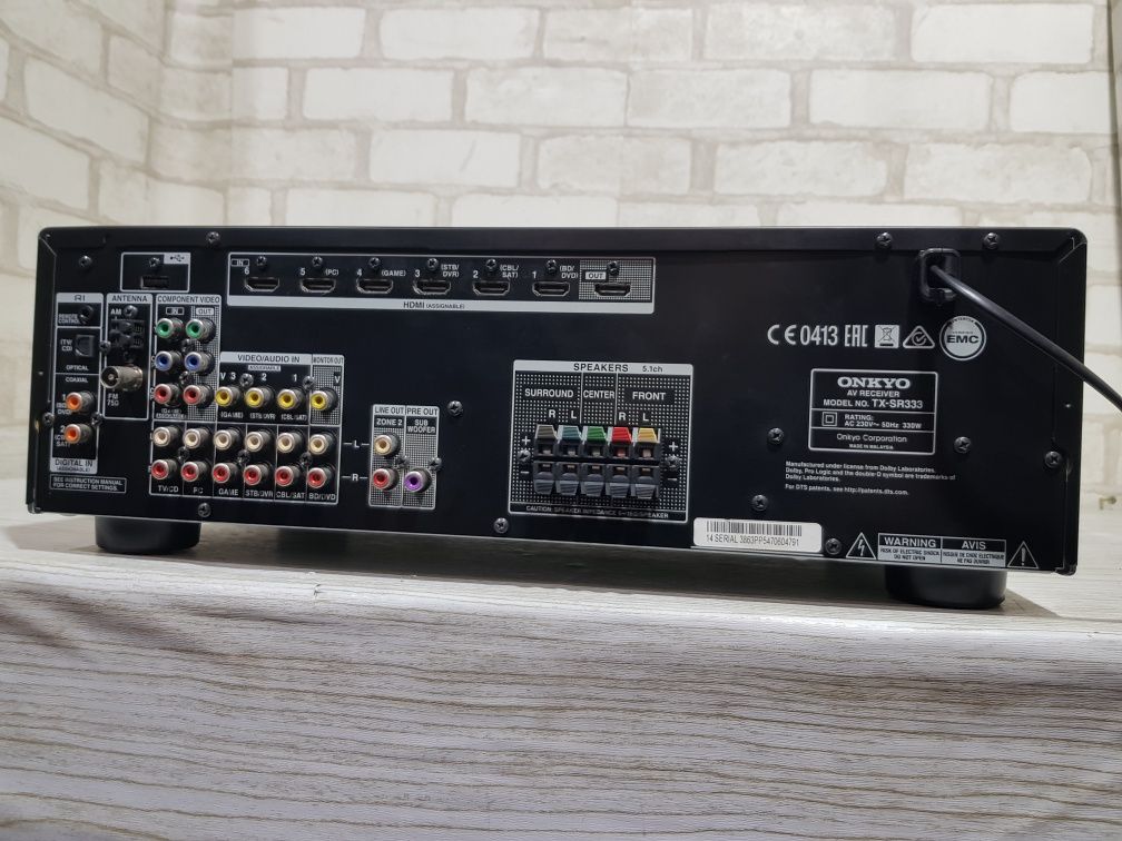 Пульт! 5.1 AV ресивер ONKYO TX-SR333, *5x100 Вт, HDMI, USB, Bluetooth,