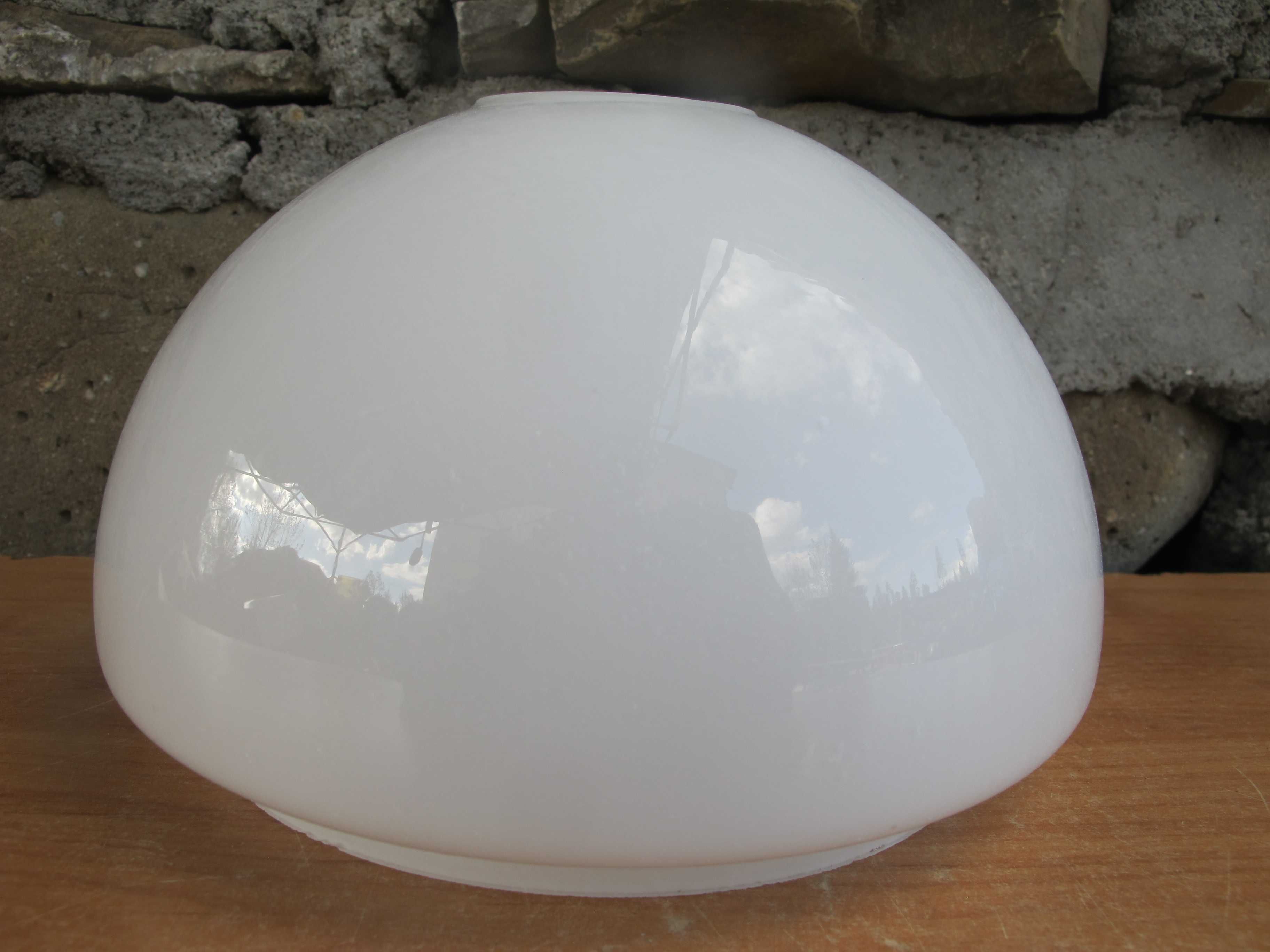 Szklany klosz_BERET_żyrando_BIAŁY POŁYSK_E 27_180 x 42 mm_