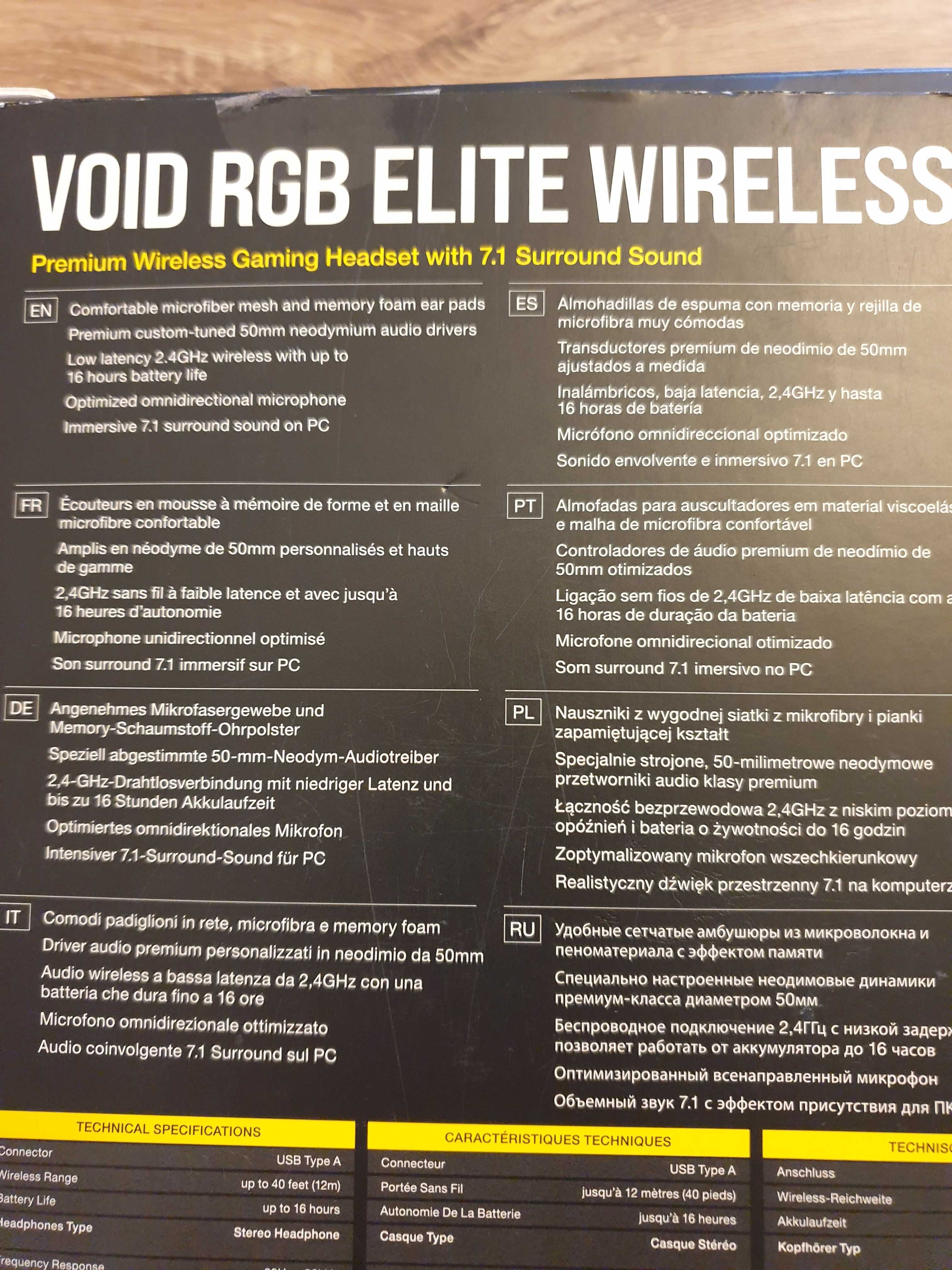 Słuchawki gamingowe CORSAIR Void RGB Elite Wireless