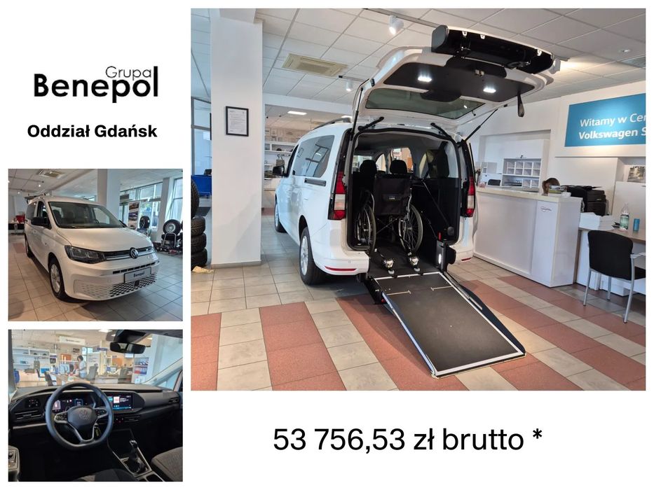 Volkswagen Caddy przystosowaniem do przewozu osoby na wózku