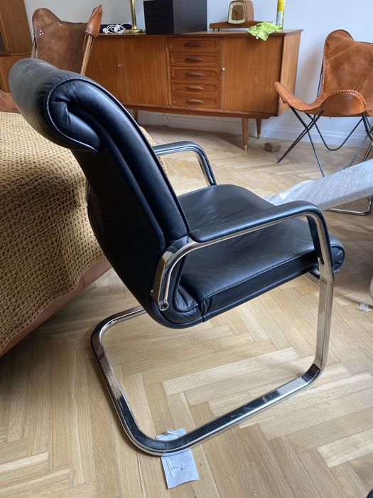 Skórzany fotel gabinetowy, biurkowy, design, vintage