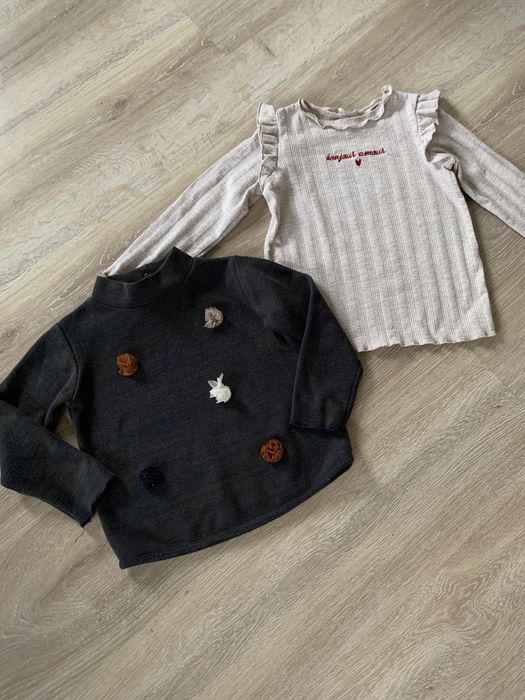 Komplet zestaw bluzek dziewczęcych zara 104 półgolf szary
