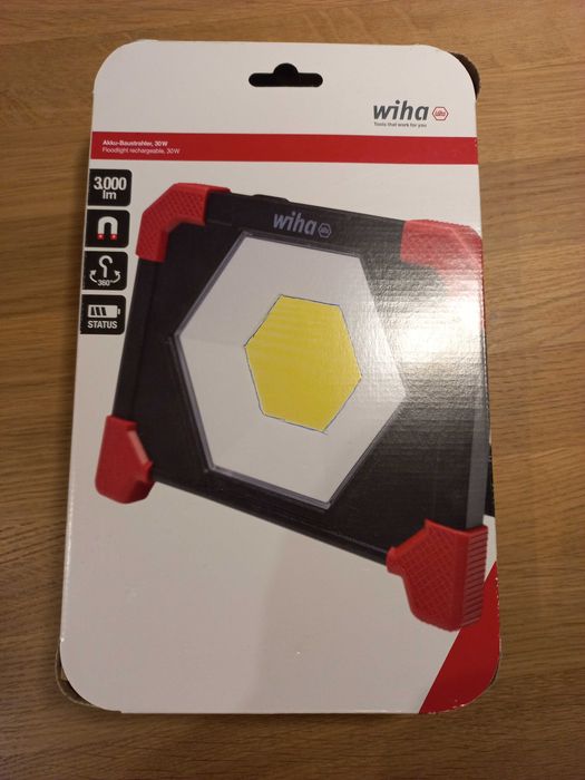 Wiha akumulatorowy reflektor budowlany 30 W, 3 000 lm nowy