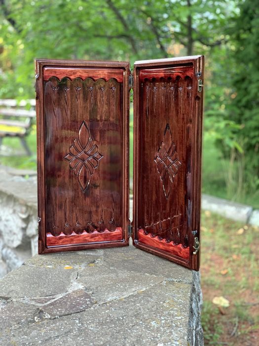 Шахи нарди набір 3в1 ручна робота деревина подарунок різьба  опигінал