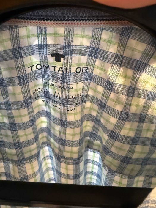 Koszula Tom Tailor, rozmiar M, niebiesko-zielona w kratę, krótki rękaw