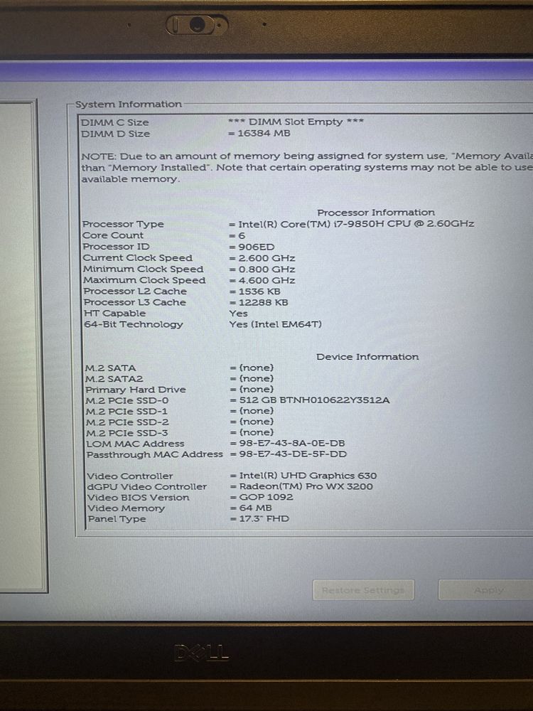 Dell Precision 7730 17" IPS FHD Xeon 16Gb AMD WX4150 /Quadro P3200 Win