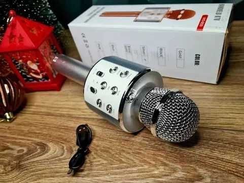 Nowy super Mikrofon srebrny karaoke głośnik akumulator - zabawki