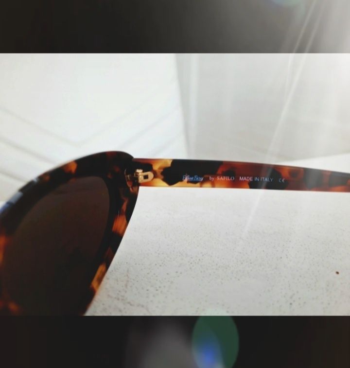 Stylowe włoskie okulary damskie kocie UV panterka Italy cętki brązowe