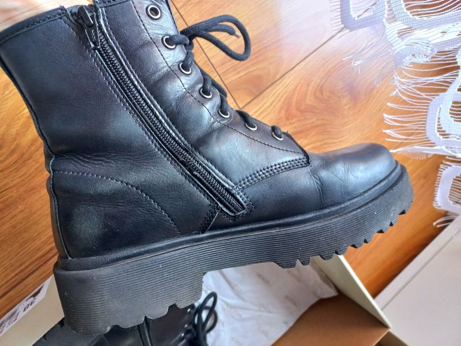 Lasocki skórzane trzewiki 38 skóra naturalna botki kozaki trapery