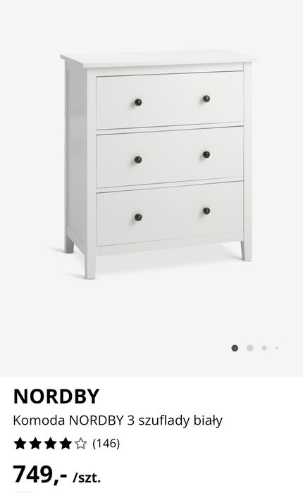 TCZEW Biała komoda szuflady
