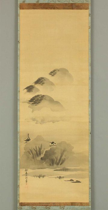 Obraz Kakemono Tryptyk Kanō Tan'yū Oryginał z 17 wieku.