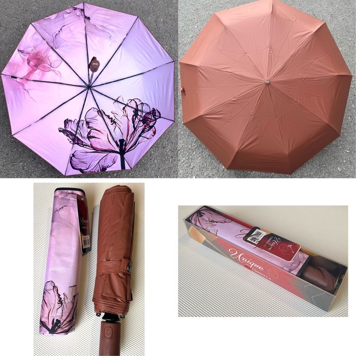 Жіноча парасолька автомат з квітами всередині 9 спиць