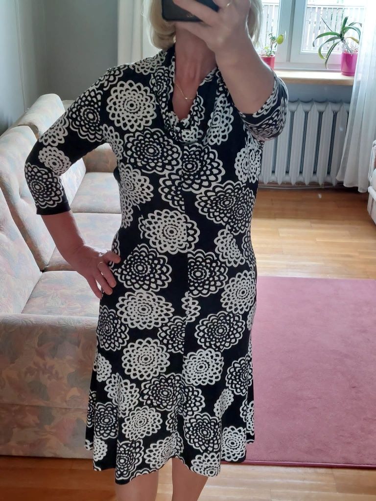 Biało-czarna sukienka. Taifun Collection. Rozmiar M
