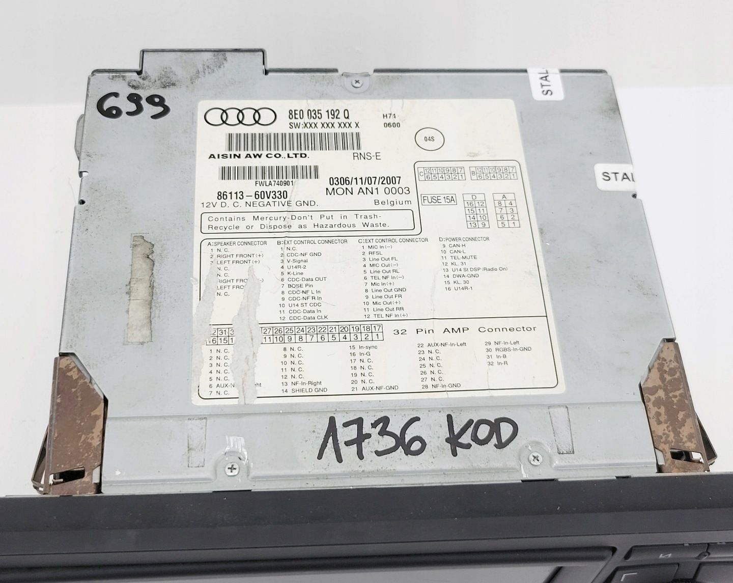 AUDI A4 B6 B7 RNS-E RADIO NAWIGACJA NAVI KOD MENU PL 8E0035192Q