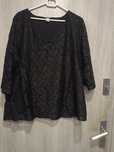 Czarna bluzka koronka 50 rękaw 3/4 plus size