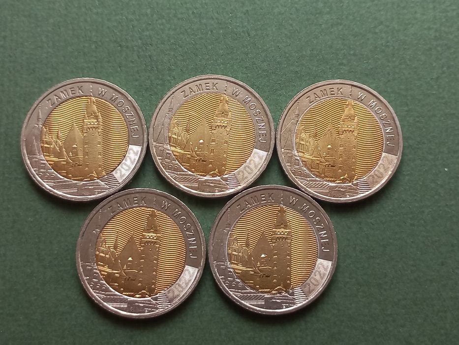 Moneta 5 zł - Moszna 2022 r. - zestaw 5 sztuk