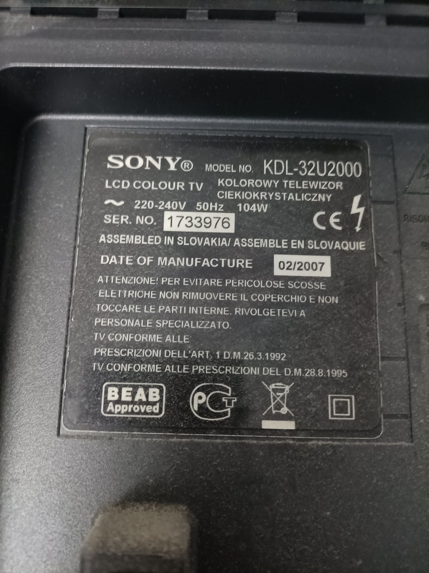 Telewizor Sony 32 cale KDL-32u2000