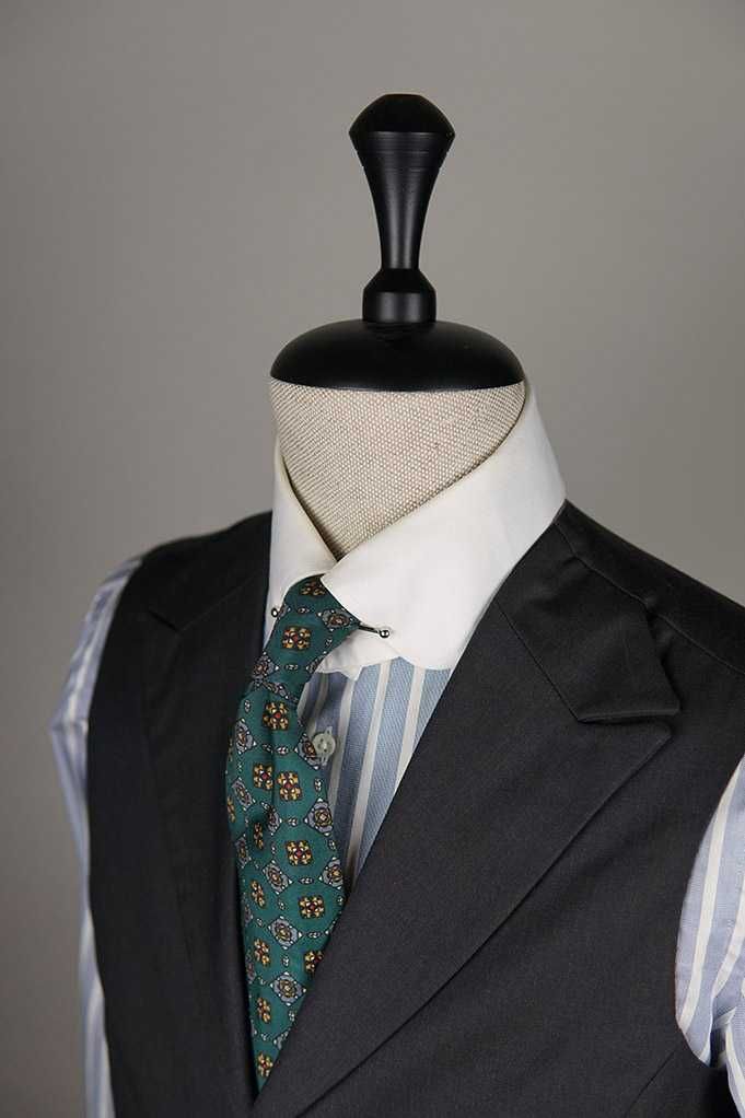 NOWY krawat jedwabny butelkowozielony męski jedwab garniturowy zieleń