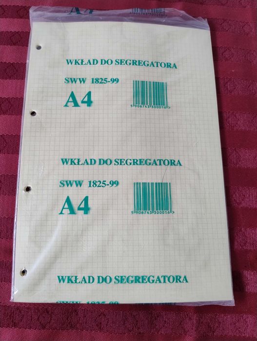 Wkład żółty w kratkę A4 do segregatora 30 kartek przekładki segregator