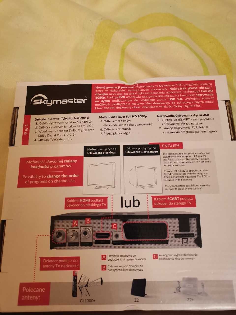 Opticum / Globo / Skymaster STB HD N6 dekoder DVB-T, + pilot E-RCU-012