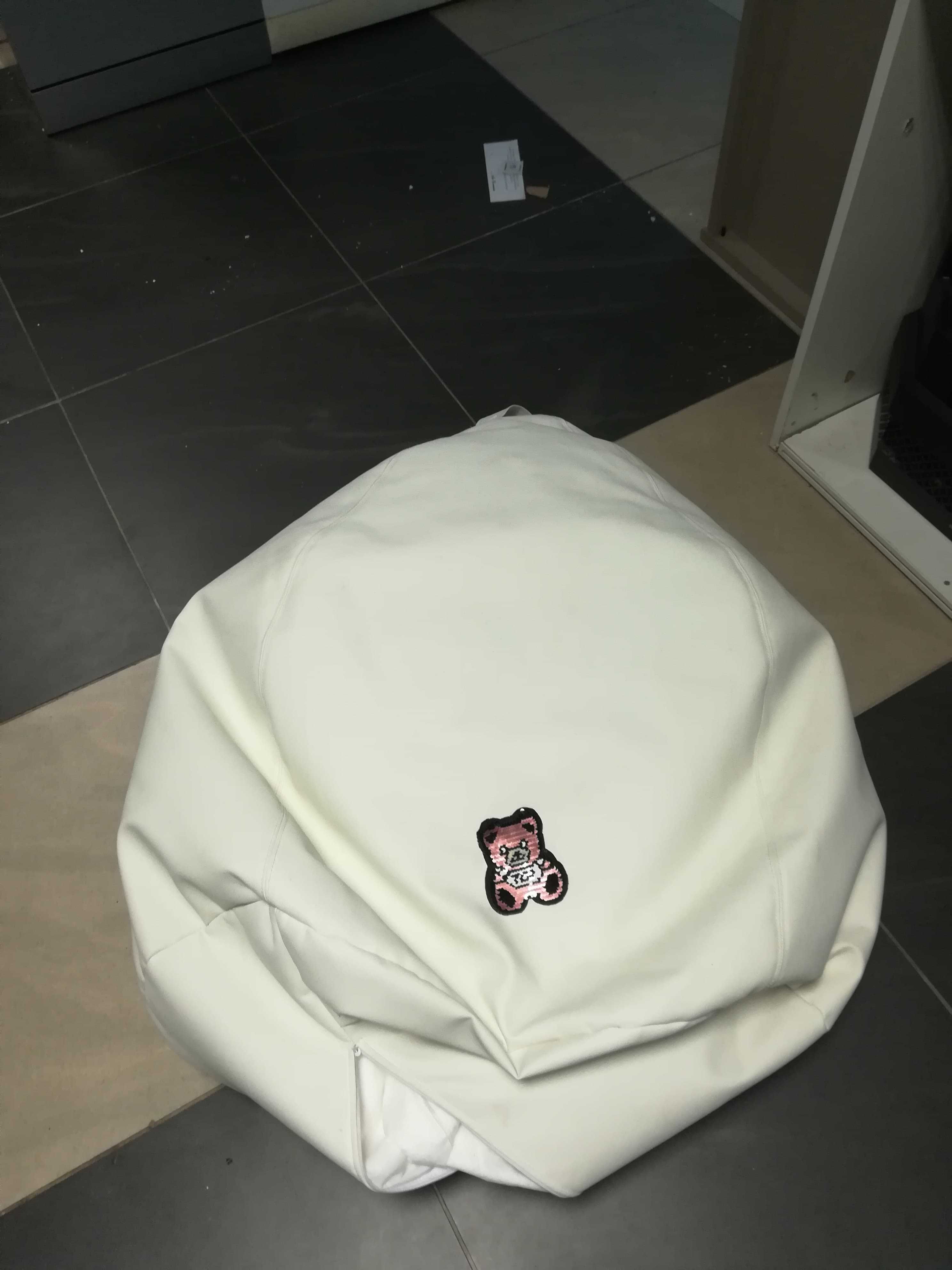 Pufa worek fotel bag dla dzieci imitacja skóry biały
