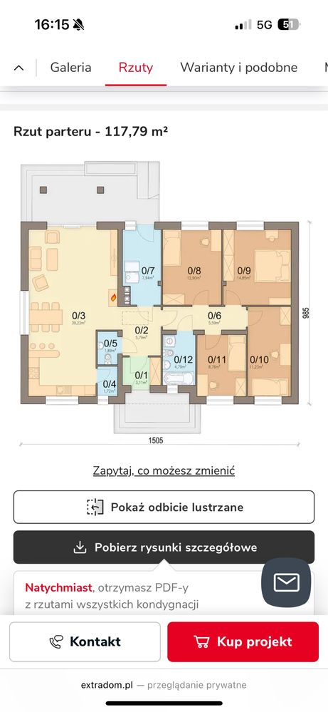 Projekt domu Mokka 6 odbicie lustezane