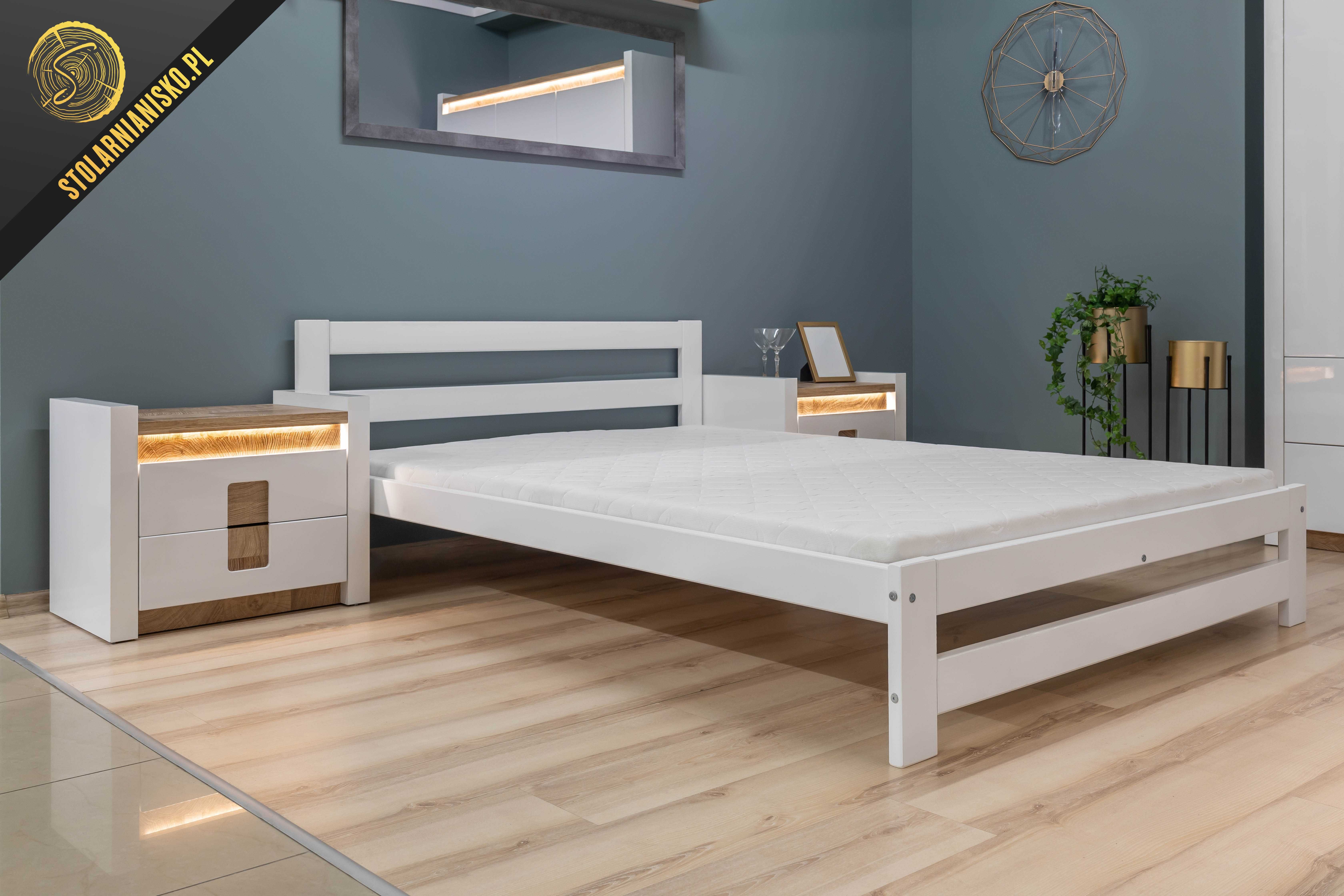Łóżko drewniane sosnowe lakierowane białe 140x200 od Producenta