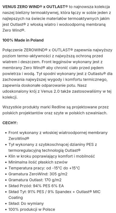 Legginsy termoaktywne damskie Redline rozm. S