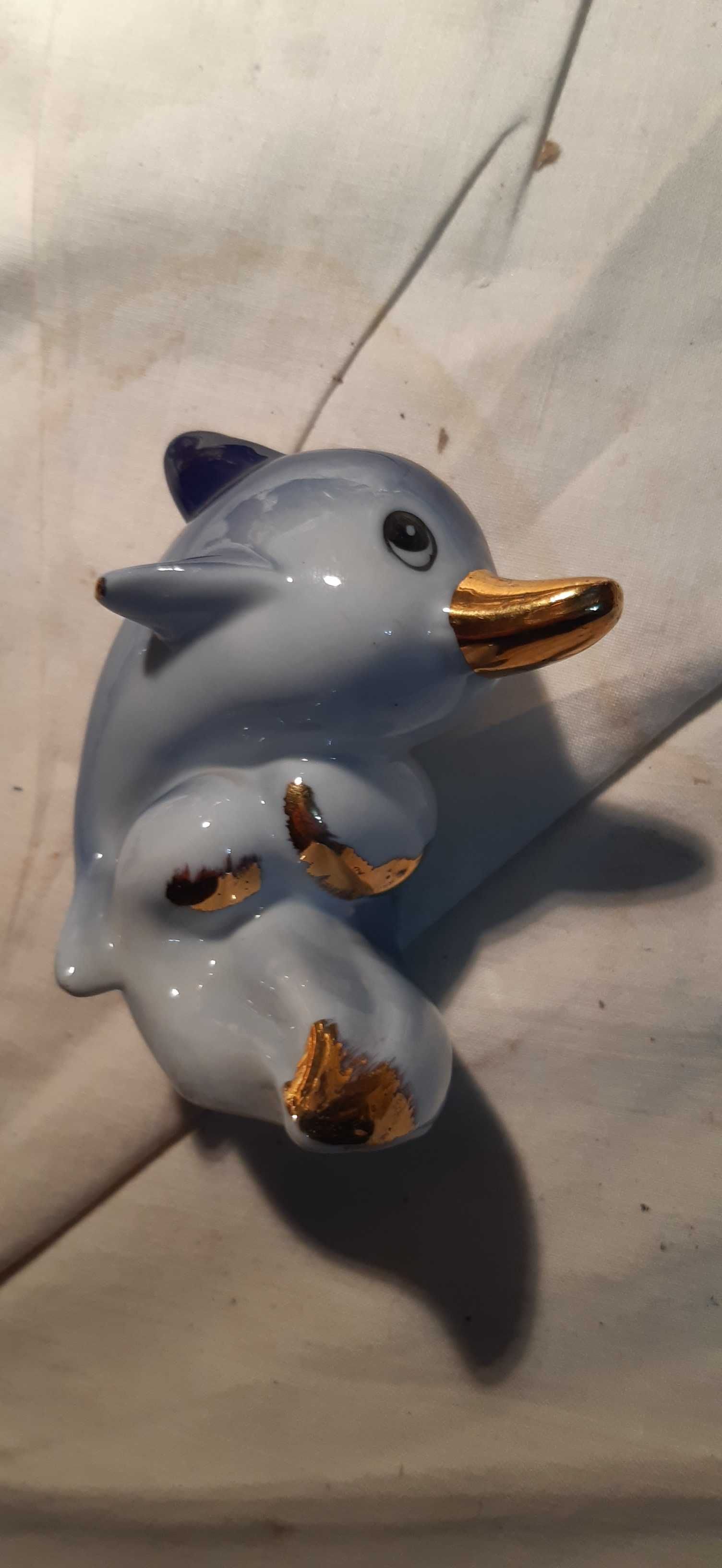 stara figurka delfin, ceramika/porcelana/szkło, dla kolekcjonerów prl