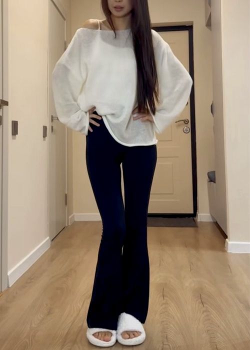 Трикотажні чорні штани в рубчик