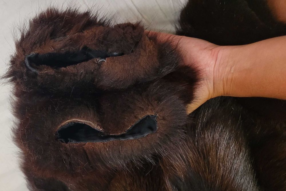 Klasyczne futro z lisa w nieklasycznym kolorze gorzkiej czekolady