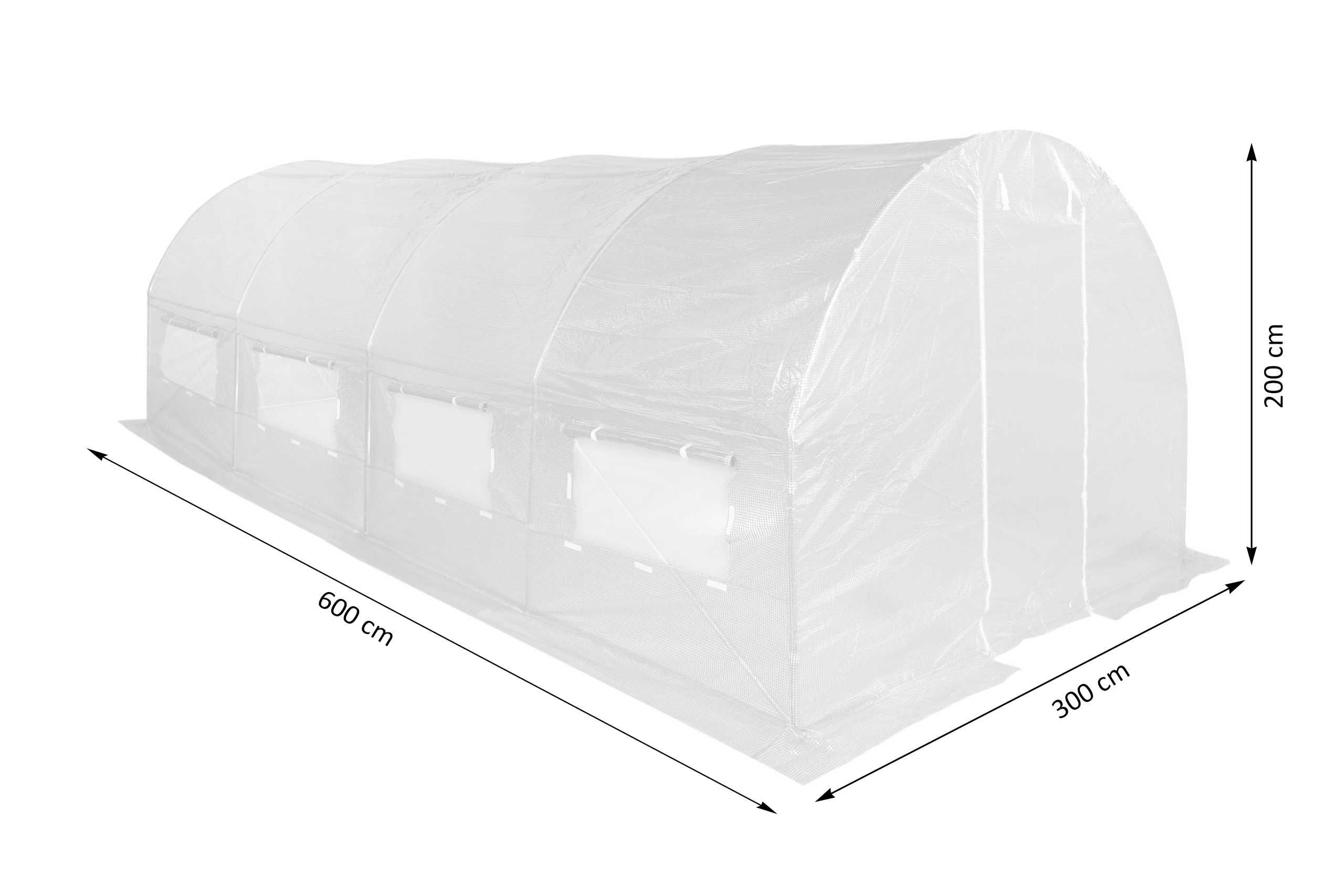 Tunel foliowy 3x6x2m. 18m2. Biały,szklarnia